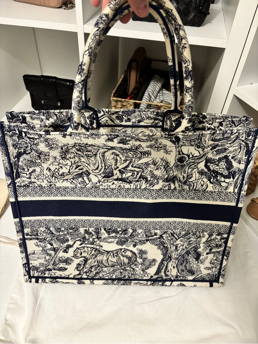 Dior Navy and Cream Toile de Jour Tote